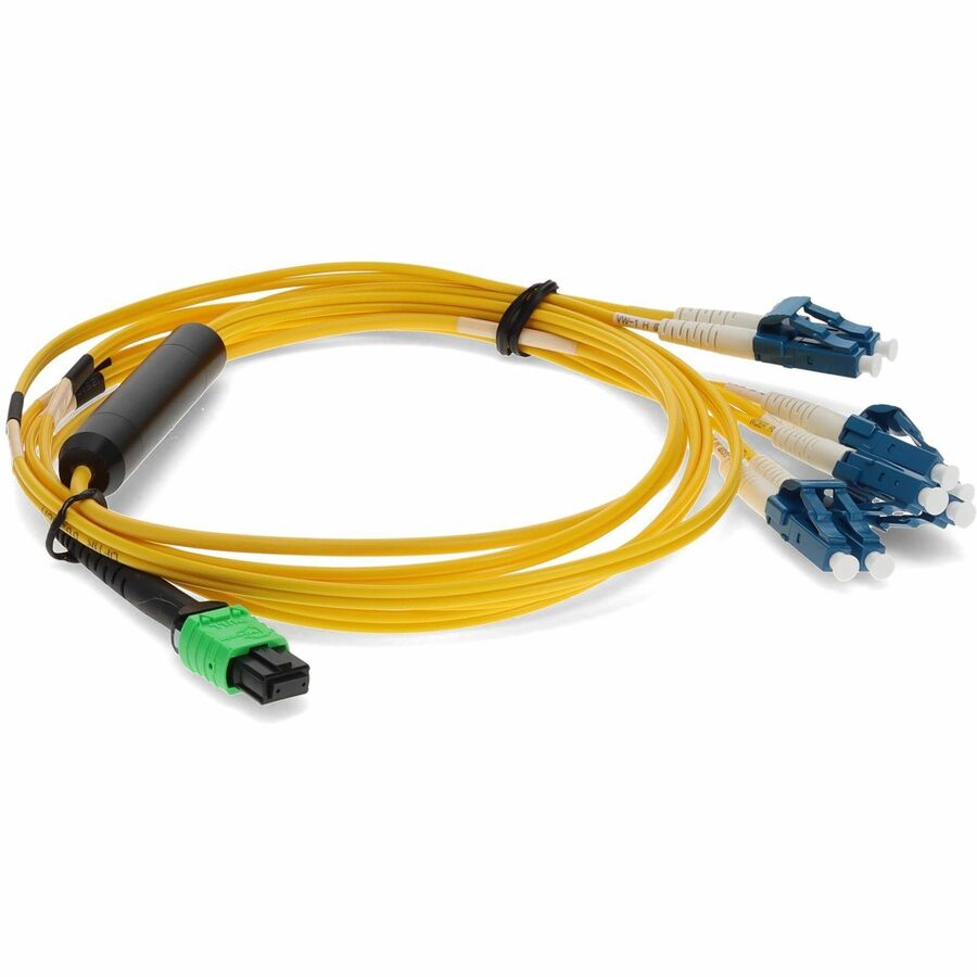 AddOn 10m MPO to 4xLC Duplex Fanout SMF Yellow Patch Cable For Juniper MTP-4LC-S10M-AO