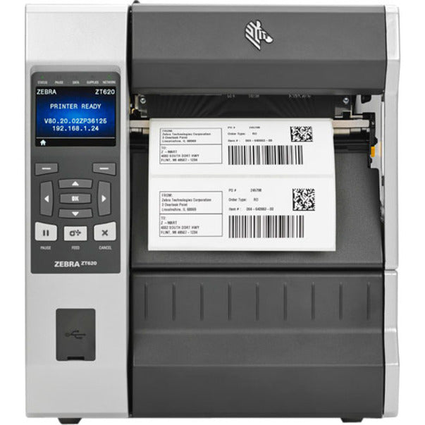 Zebra ZT620 Industrial Direct Thermal/Thermal Transfer Printer - Monochrome - Label Print - USB - Serial - Bluetooth ZT62062-T0101A0Z