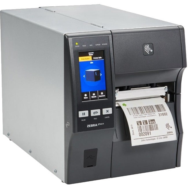 Zebra ZT411 Industrial Direct Thermal/Thermal Transfer Printer - Label Print - USB - Serial - Bluetooth ZT41143-T0100A0Z