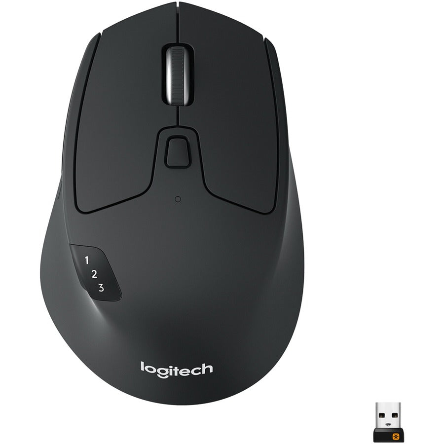 Logitech M720 Triathlon Multi-Device Wireless Mouse, Bluetooth, USB Unifying Receiver, 1000 DPI, 8 Buttons, 2-Year Battery, Compatible with Laptop, PC, Mac, iPadOS - Black 910-004790