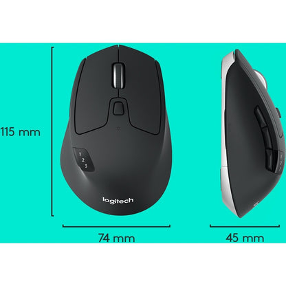 Logitech M720 Triathlon Multi-Device Wireless Mouse, Bluetooth, USB Unifying Receiver, 1000 DPI, 8 Buttons, 2-Year Battery, Compatible with Laptop, PC, Mac, iPadOS - Black 910-004790