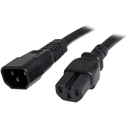 StarTech.com 6ft (1.8m) Heavy Duty Extension Cord, IEC C14 to IEC C15 Black Extension Cord, 15A 250V, 14AWG, Heavy Gauge Power Cable PXTC14C156