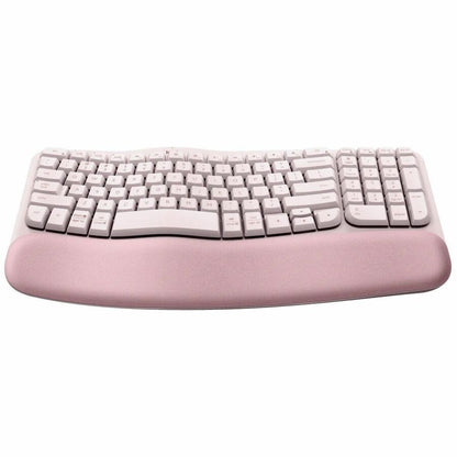 Logitech Wave Keys Wireless Ergonomic Keyboard with Cushioned Palm Rest, Comfortable Natural Typing, Easy-Switch, Bluetooth, Logi Bolt Receiver, for Multi-OS, Windows/Mac, Rose 920-012276