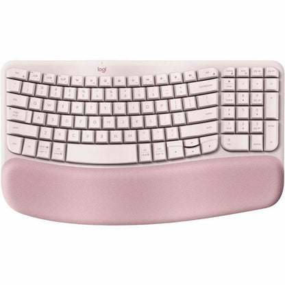 Logitech Wave Keys Wireless Ergonomic Keyboard with Cushioned Palm Rest, Comfortable Natural Typing, Easy-Switch, Bluetooth, Logi Bolt Receiver, for Multi-OS, Windows/Mac, Rose 920-012276