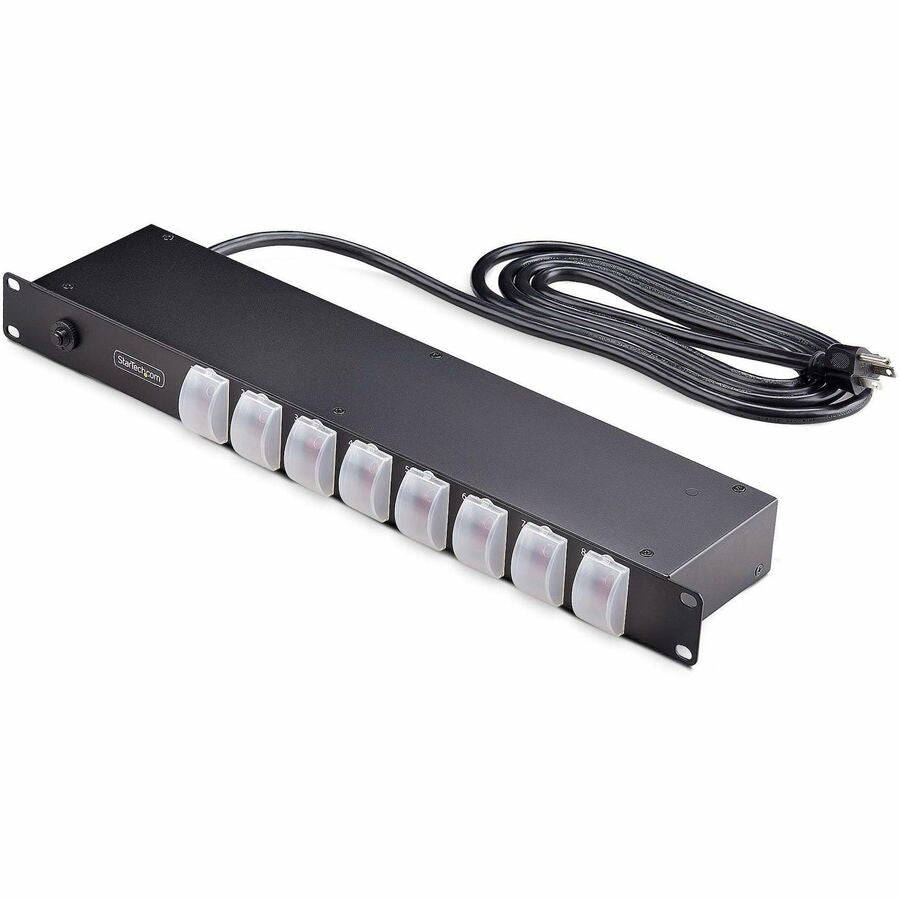 StarTech.com 8-Outlet Horizontal Rack Mount PDU, 1U Power Strip, Outlet On/Off Switches, 15A Circuit Breaker, 8ft/2.4m Cord, NEMA 5-15P/R 8NS8-RACK-MOUNT-PDU