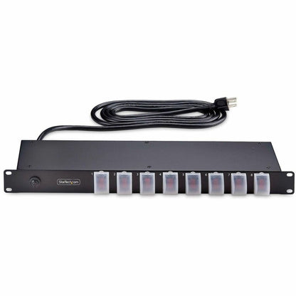 StarTech.com 8-Outlet Horizontal Rack Mount PDU, 1U Power Strip, Outlet On/Off Switches, 15A Circuit Breaker, 8ft/2.4m Cord, NEMA 5-15P/R 8NS8-RACK-MOUNT-PDU