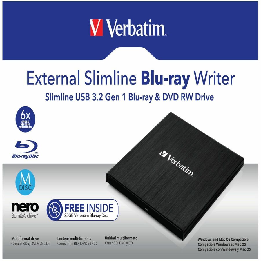 Verbatim Blu-ray Writer - External - Black 43890