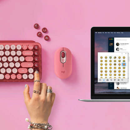 Logitech POP Keys Wireless Mechanical Keyboard With Emoji Keys - Heartbreaker Rose 920-010709