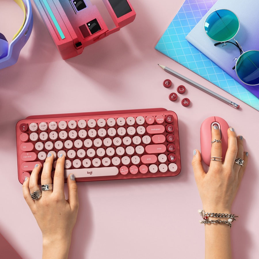 Logitech POP Keys Wireless Mechanical Keyboard With Emoji Keys - Heartbreaker Rose 920-010709