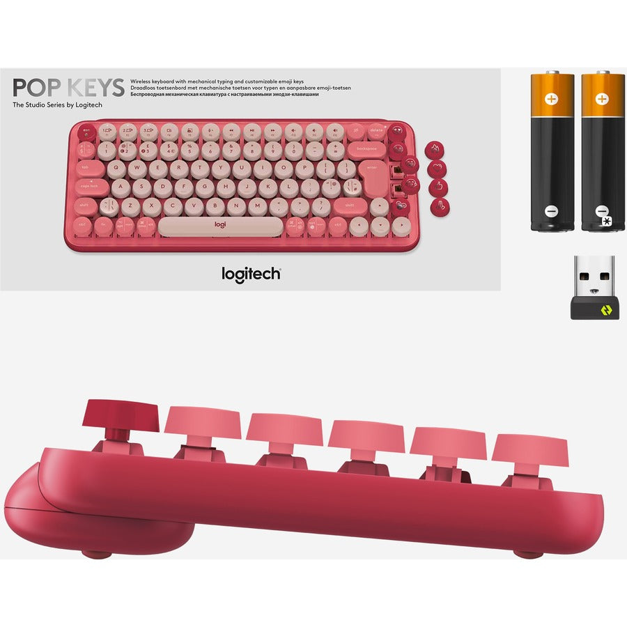 Logitech POP Keys Wireless Mechanical Keyboard With Emoji Keys - Heartbreaker Rose 920-010709