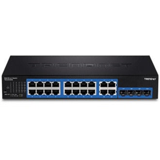 TRENDnet 20-Port Gigabit Web Smart Switch; 16 x Gigabit Ports; 4 x shared Gigabit Ports (RJ-45/SFP); VLAN; QoS; LACP; IPv6 Support; 40 Gbps Switching Capacity; Lifetime Protection; TEG-204WS TEG-204WS