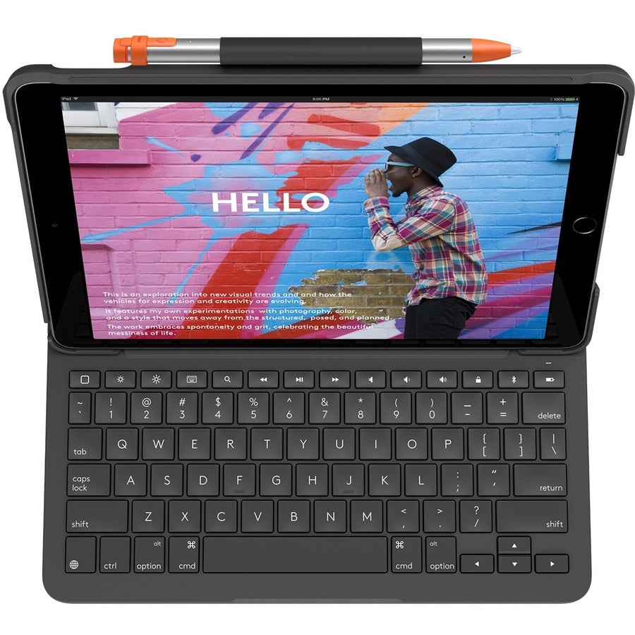 Logitech Slim Folio Keyboard/Cover Case (Folio) iPad (7th Generation), iPad (8th Generation), iPad (9th Generation) Tablet - Graphite 920-009473