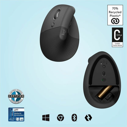 Logitech Lift Left Vertical Ergonomic Mouse (Graphite) 910-006467