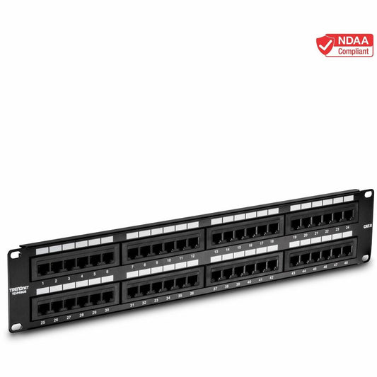 TRENDnet 48-Port Cat6 Unshielded Patch Panel, Wallmount Or Rackmount, Compatible With Cat3,4,5,5e,6 Cabling, For Ethernet, Fast Ethernet, Gigabit Applications, Black, TC-P48C6 TC-P48C6