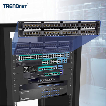 TRENDnet 48-Port Cat6 Unshielded Patch Panel, Wallmount Or Rackmount, Compatible With Cat3,4,5,5e,6 Cabling, For Ethernet, Fast Ethernet, Gigabit Applications, Black, TC-P48C6 TC-P48C6