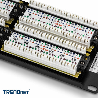 TRENDnet 48-Port Cat6 Unshielded Patch Panel, Wallmount Or Rackmount, Compatible With Cat3,4,5,5e,6 Cabling, For Ethernet, Fast Ethernet, Gigabit Applications, Black, TC-P48C6 TC-P48C6