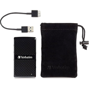 Verbatim 128GB Vx450 External SSD, USB 3.0 with mSATA Interface - Black 47680