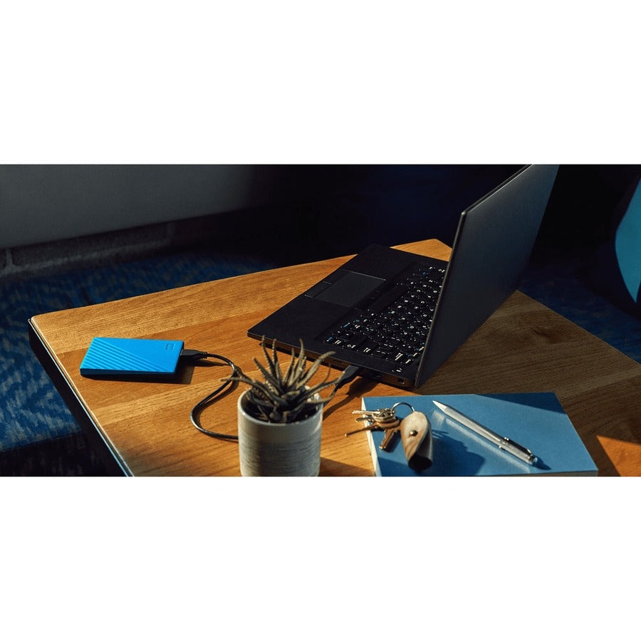 WD My Passport WDBPKJ0040BBL-WESN 4 TB Portable Hard Drive - External - Blue WDBPKJ0040BBL-WESN