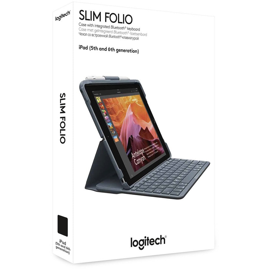 Logitech SLIM FOLIO Keyboard/Cover Case (Folio) Apple, Logitech iPad (5th Generation), iPad (6th Generation) Tablet - Black 920-009017