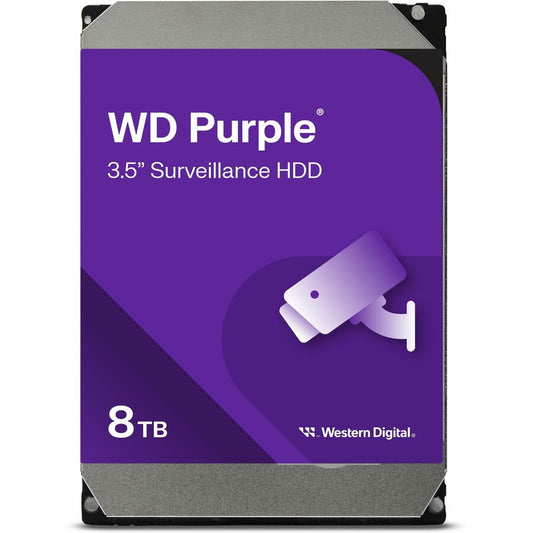 WD Purple WD85PURZ 8 TB Hard Drive - 3.5" Internal - SATA (SATA/600) - Conventional Magnetic Recording (CMR) Method WD85PURZ