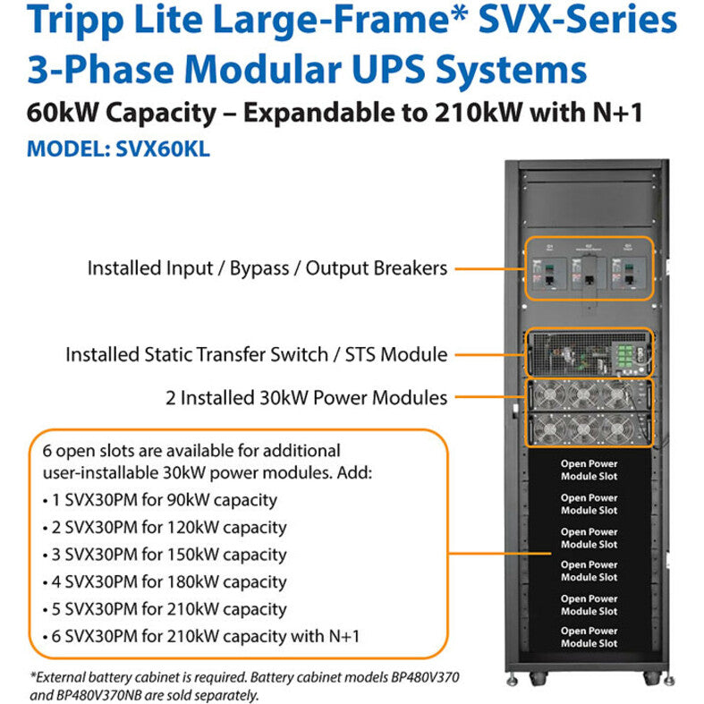 Tripp Lite by Eaton SmartOnline SVX SVX60KL 60KVA Tower UPS SVX60KL