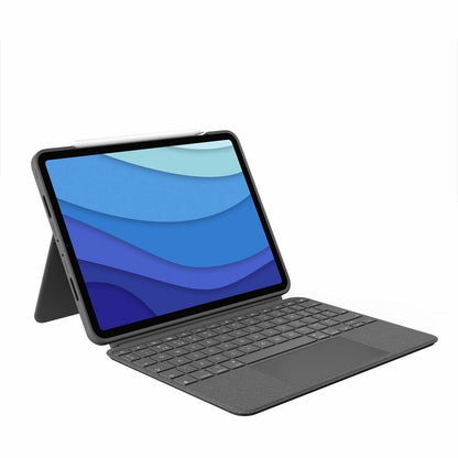 Logitech Combo Touch Keyboard/Cover Case for 11" Apple, Logitech iPad Pro, iPad Pro (2nd Generation), iPad Pro (3rd Generation) Tablet - Oxford Gray 920-010095