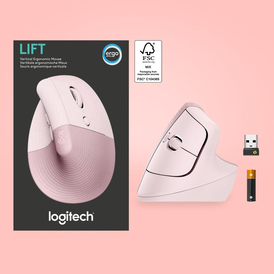 Logitech Lift Vertical Ergonomic Mouse (Rose) 910-006472