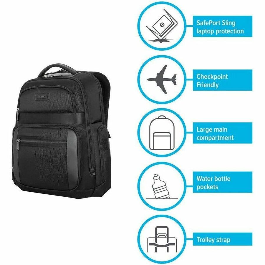 Targus Mobile Elite TBB617GL Carrying Case (Backpack) for 15" to 16" Notebook - Black - TAA Compliant TBB617GL