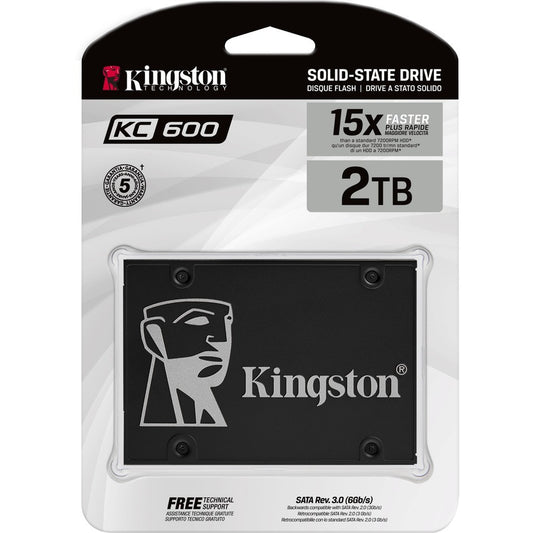 Kingston KC600 2 TB Solid State Drive - 2.5" Internal - SATA (SATA/600) - 3.5" Carrier SKC600/2048G