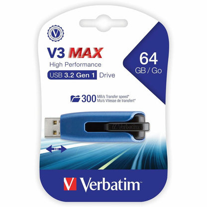 Verbatim 64GB Store 'n' Go V3 Max USB 3.0 Flash Drive - Blue 49807