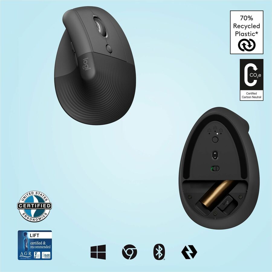 Logitech Lift Vertical Ergonomic Mouse (Graphite) 910-006466