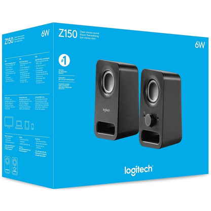 Logitech Multimedia Speakers Z150 with Clear Stereo Sound (Midnight Black, 3W RMS) 980-000802