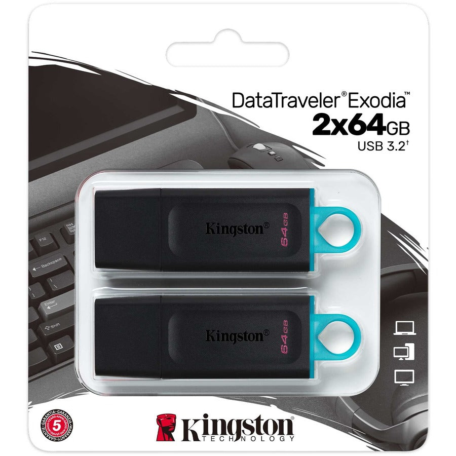 Clé USB 3.2 Kingston DataTraveler Exodia 64 Go (1ère génération) DTX/64 Go-2P