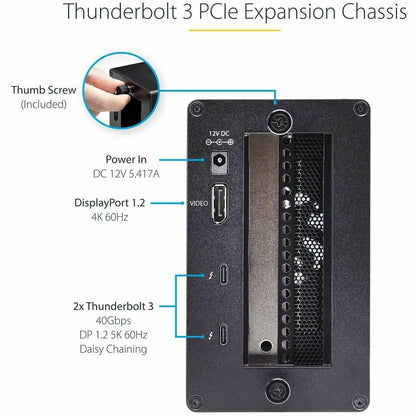 StarTech.com Thunderbolt 3 PCIe Expansion Chassis, External Enclosure Box with 1x PCI-Express Slot, 5K/4K Output Via TB3/DP Ports, TAA TB31PCIEX16