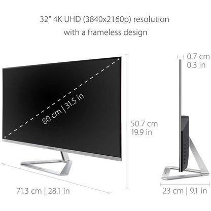 ViewSonic Entertainment VX3276-4K-mhd 32" Class 4K UHD LED Monitor - 16:9 - Silver VX3276-4K-MHD