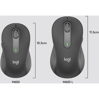 Logitech Signature M650 Wireless Mouse - For Small to Medium Sized Hands, 2-Year Battery, Silent Clicks, Customizable Side Buttons, Bluetooth, Multi-Device Compatibility (Graphite) 910-006250