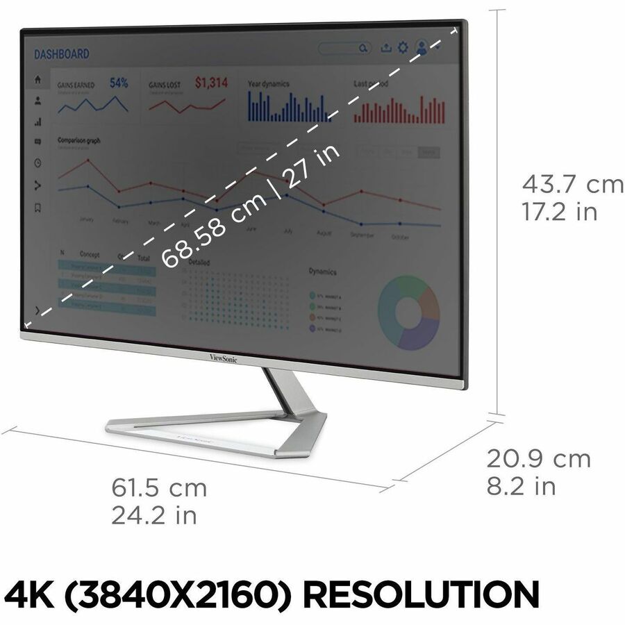 ViewSonic VX2776-4K-MHDU 27" Class 4K UHD LCD Monitor - 16:9 - Silver VX2776-4K-MHDU