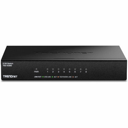 TRENDnet 8-Port Unmanaged 2.5G Switch, 8 x 2.5GBASE-T Ports, 40Gbps Switching Capacity, Backwards Compatible with 10-100-1000Mbps Devices, Fanless, Wall Mountable, Black, TEG-S380 TEG-S380