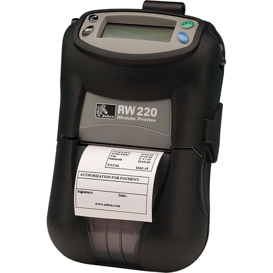 Zebra RW220 Direct Thermal Printer - Monochrome - Portable - Receipt Print - USB - Serial - Bluetooth - Battery Included R2D-0UBA000N-GA