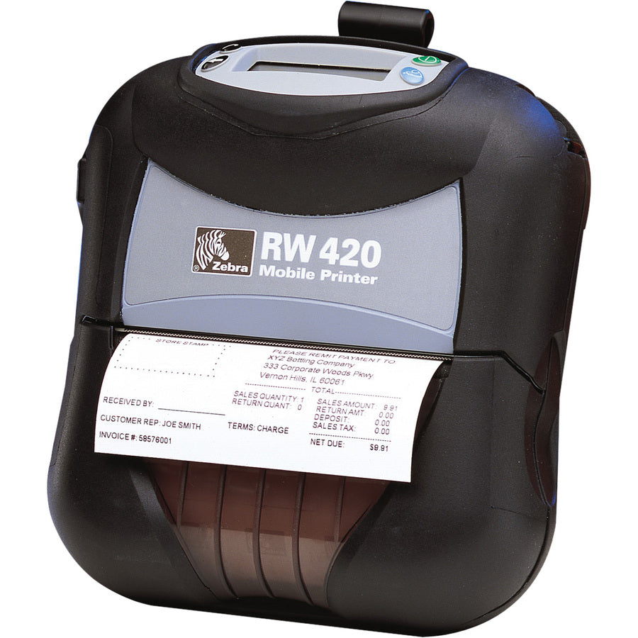 Zebra RW420 Mobile Direct Thermal Printer - Monochrome - Portable - Receipt Print - USB - Serial - Bluetooth - Battery Included R4D-0UBA000N-11