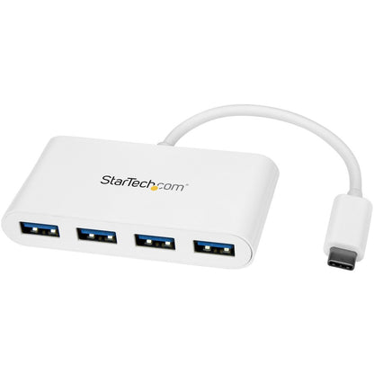 StarTech.com 4 Port USB C Hub with 4x USB-A (USB 3.0 SuperSpeed 5Gbps) - USB Bus Powered - Portable/Laptop USB Type-C Adapter Hub - White HB30C4ABW