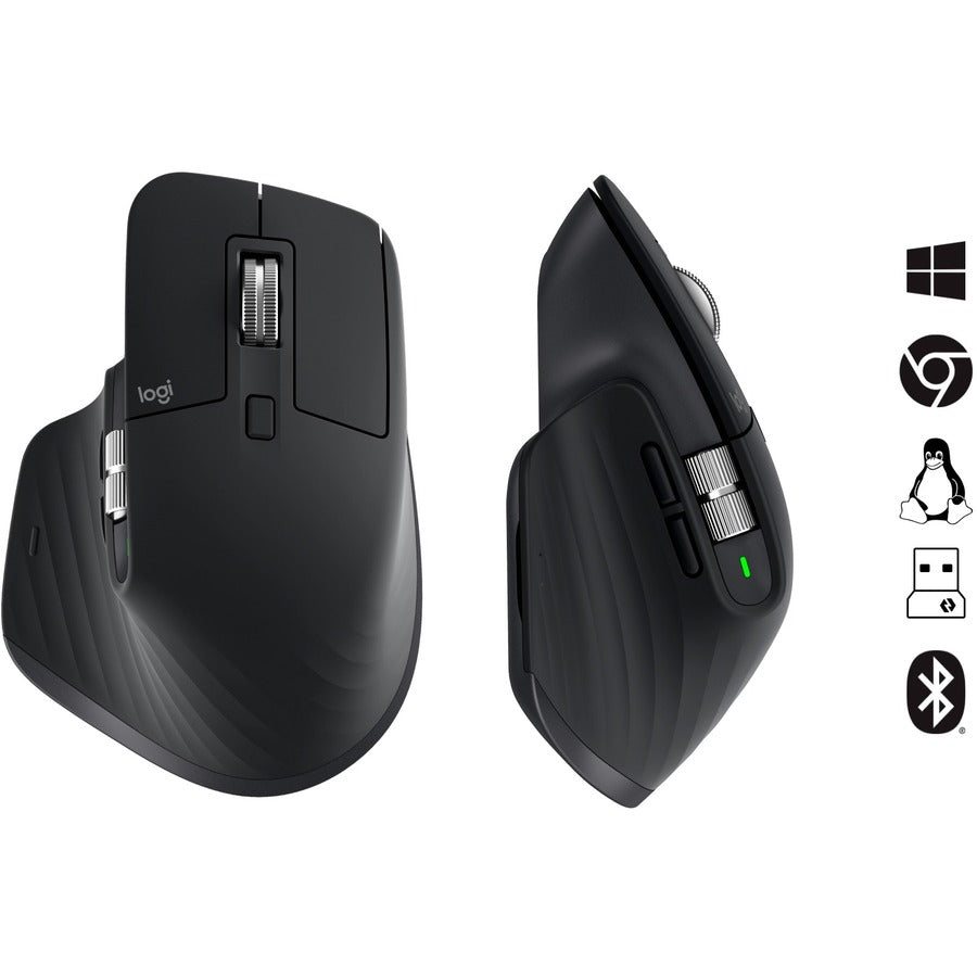 Logitech MX Master 3S - Wireless Performance Mouse with Ultra-fast Scrolling, Ergo, 8K DPI, Track on Glass, Quiet Clicks, USB-C, Bluetooth, Windows, Linux, Chrome (Black) 910-006556