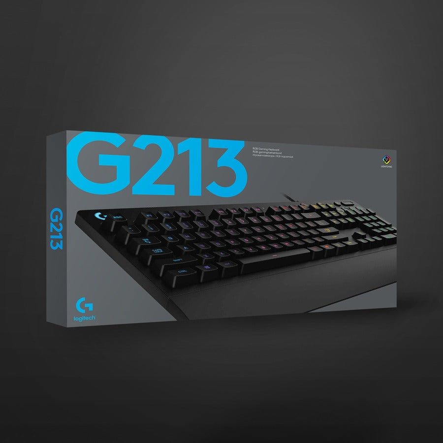 Logitech G213 Prodigy Gaming Keyboard - Wired RGB Backlit Keyboard with Mech-dome Keys, Palm Rest, Adjustable Feet, Media Controls, USB, Compatible with Windows 920-008083