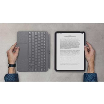 Logitech Combo Touch Keyboard/Cover Case (Folio) for 10.9" Apple, Logitech iPad (10th Generation) Tablet - Oxford Gray 920-011433