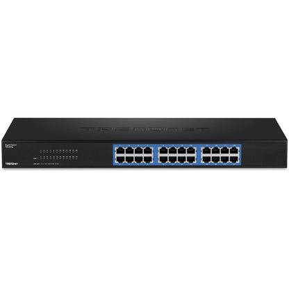 TRENDnet 24-Port Unmanaged Gigabit 10/100/1000 Mbps GREENnet Switch, 24 x Gigabit RJ-45 Ports, 48 Gbps Switch Fabric, Fanless, Metal Housing, Rack Mountable, Lifetime Protection, Black, TEG-S24G TEG-S24g