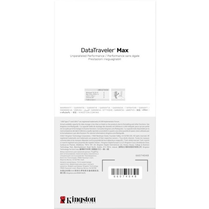 Clé USB 3.2 Gen 2 DataTraveler Max de Kingston DTMAX/512 Go