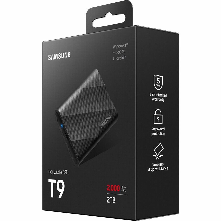 Disque SSD portable Samsung T9 2 To - Externe - Noir MU-PG2T0B/AM