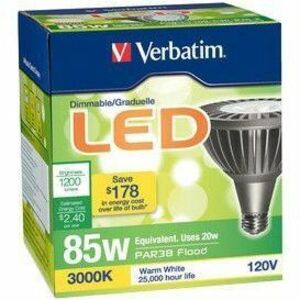 Verbatim PAR38 LED Lamp ENERGY STAR, 3000K. 1200lumens, 85W Halogen Replacement, Dimmable 98176