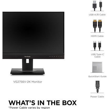 ViewSonic Graphic VG2756V-2K 27" Class Webcam WQHD LED Monitor - 16:9 - Black VG2756V-2K