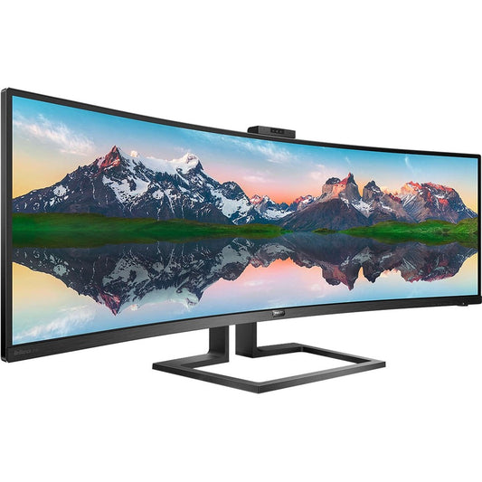 Moniteur LCD incurvé Philips Brilliance 499P9H 49" avec webcam Dual Quad HD (DQHD) - 32:9 - Noir texturé 499P9H